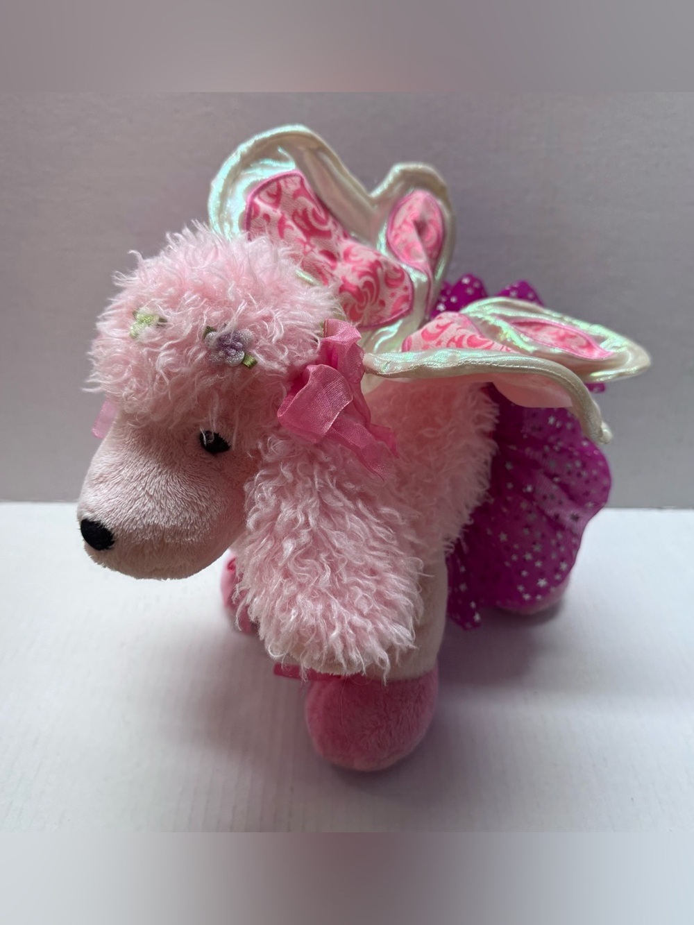 Animal Alley Pink Poodle Fairy Plush 10” Ballerina Wings Toys R Us HTF 2000s
